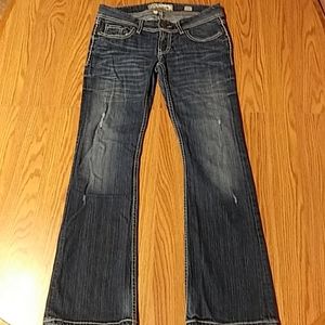 BKE Stella 28R Flare Rhinestones Embroidered Jeans